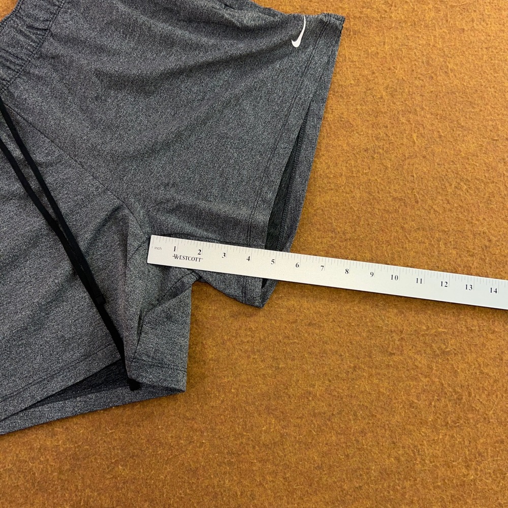 Nike Women's Dark Gray Athletic Shorts with Black Drawstring and White Swoosh - Picture 7 of 10